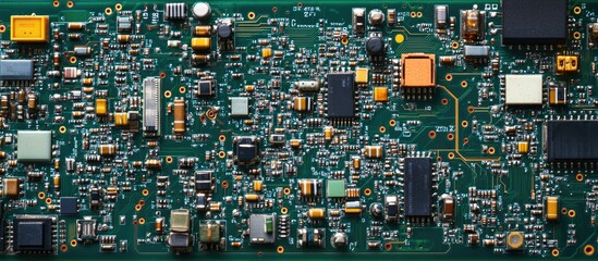 Poster - Closeup of a detailed electronic circuit board featuring components for LCD screen technology