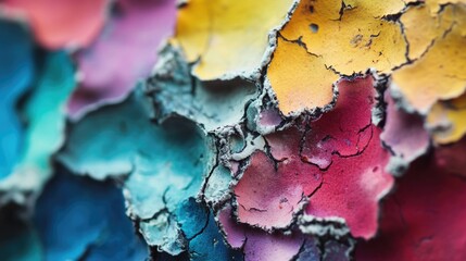 Poster - Colorful Cracked Porous Lichen Macro Image with Organic Texture and Copy Space for Creative Designs or Backgrounds