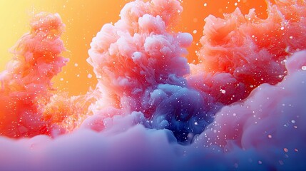 Wall Mural - abstract colorful ink in water: vibrant swirls of pink, orange, and purple hues