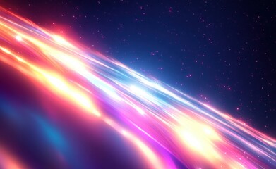 Poster - Vibrant Light Streaks Abstract Space Composition with Neon Glow and Flowing Movement for Graphic Design