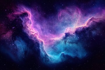 Wall Mural - Vibrant Cosmic Nebula Swirling Purple Blue Ethereal Beauty Depth High Contrast Lighting Digital Space Art