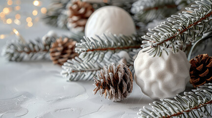 Poster - Space for product, minimalist, winter decorations.
