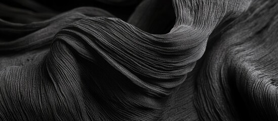 Poster - Close up of textured black fabric showcasing elegant wrinkles and folds for design and fashion applications