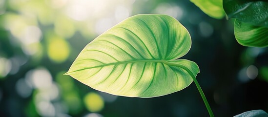 Poster - Backlit Green Leaf Showcasing Intricate Veins and Natural Light in a Lush Environment