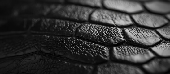 Poster - Macro Detail of Textured Black Synthetic Leather with Glossy Finish and Embossed Patterns for Fashion and Design Backgrounds