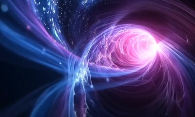Poster - Techno Blue Halo Black Hole Background
