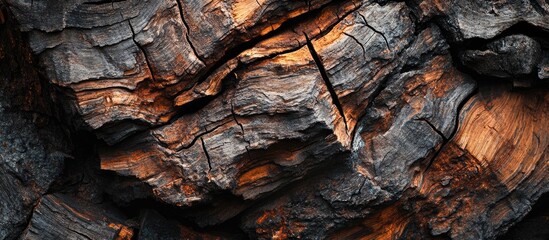 Poster - Closeup of textured firewood showcasing natural patterns and colors for background and design use.