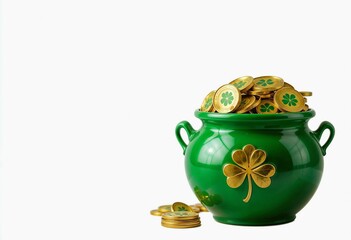 St Patrick s day green pot filled with gold coins