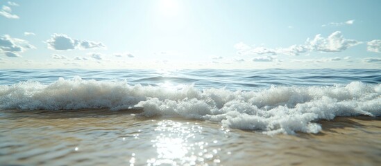 Poster - Tranquil Seascape with Gentle Waves and Sunlight Reflection on Calm Waters