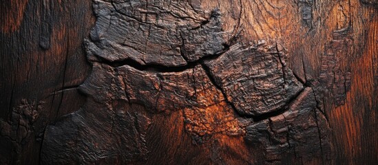 Poster - Dark brown wood texture with intricate patterns highlighting natural aging and unique surface details for background or design use.