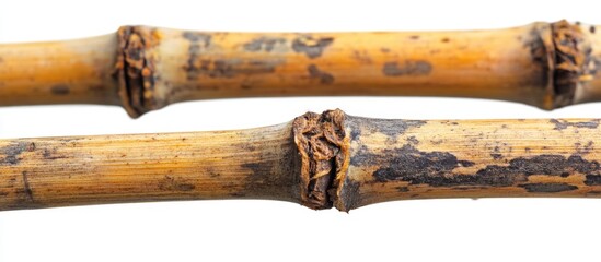 Poster - Detailed close-up of bamboo texture showcasing natural patterns and wear with clipping path for easy integration in design projects.