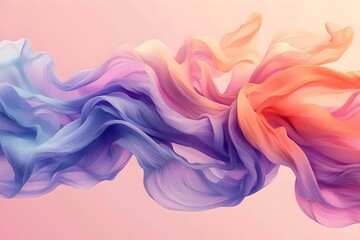 Poster - An ethereal swirl of vibrant silk-like fabric in shades of blue, pink, and orange, creating a dynamic and fluid appearance that evokes a sense of motion and creativity.