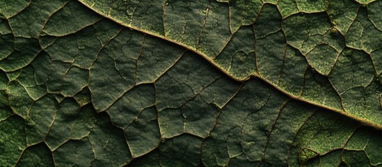 Poster - detailed closeup of a textured green leaf showcasing intricate patterns and natural beauty for a dar