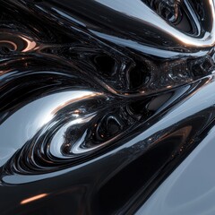 Wall Mural - black and white abstract background featuring intricate lines and a metallic futuristic design