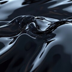 Wall Mural - Black liquid floating in the air with modern glass reflections and sleek aesthetic design elements