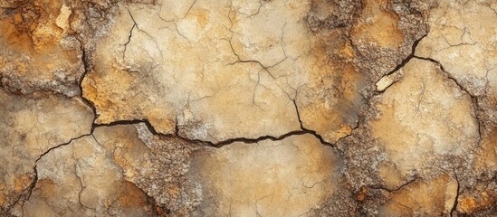 Poster - Cracked dry tree bark texture background with lichens highlighting dusty brown and earthy tones for natural design elements.