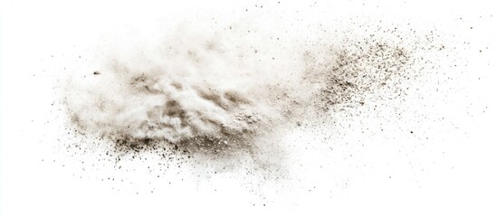 Poster - Dust particles isolated on a white background creating a textured and abstract visual effect suitable for various design applications.