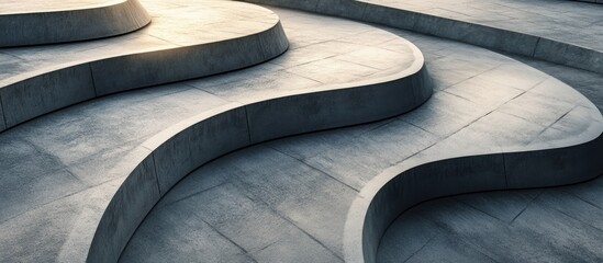 Poster - Curved concrete road background showcasing modern design elements and smooth textures in a minimalist architectural setting