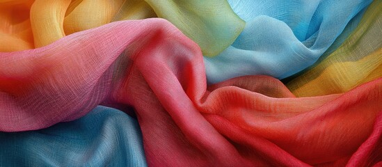 Leinwandbilder - Vibrant color fabric texture display showcasing soft folds and flowing layers ideal for background design and creative projects
