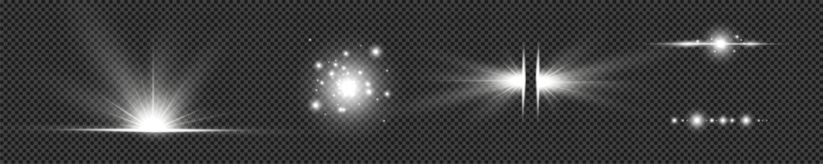 Wall Mural - light effect set. glow isolated white transparent light effect set, lens flare, explosion, glitter, 