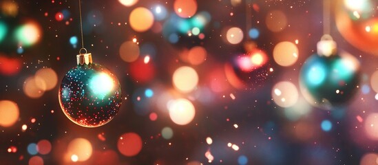 Aufkleber - Vibrant blurred bokeh background featuring Christmas ornaments and colorful lights ideal for festive designs and seasonal themes