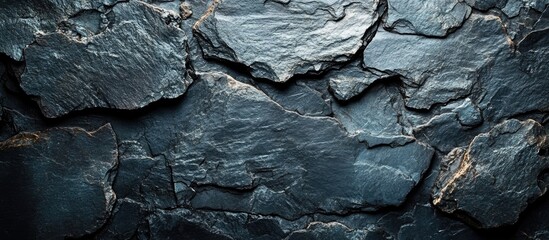 Poster - Dark grey slate stone texture with natural rough patterns for backgrounds or design elements in modern visuals.
