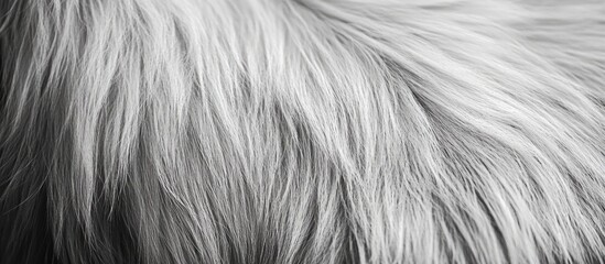 Poster - Close-up texture of soft black and white goat fur showcasing natural patterns and details perfect for backgrounds or decorative designs.