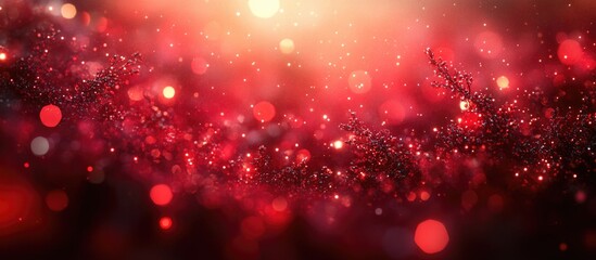 Poster - Abstract red glitter bokeh lights background with a defocused design for festive or celebratory themes. Ideal for creative projects.