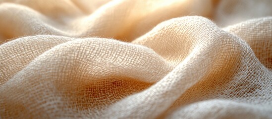Aufkleber - Delicate crumpled fabric texture in soft beige and warm light creating an elegant and soothing background for design projects