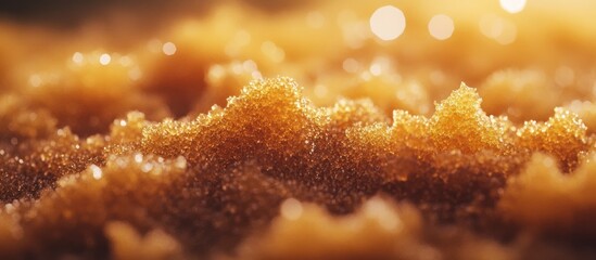 Poster - Brown sugar macro shot highlighting crystalline texture and natural sweetness with a warm, inviting background glow.