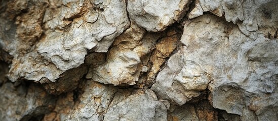 Poster - Closeup of dry tree bark texture showcasing intricate natural patterns and earthy tones ideal for backgrounds and organic design elements