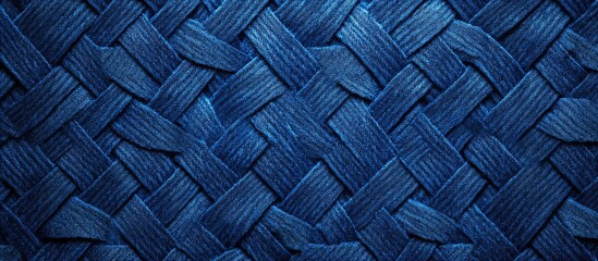 Poster - Woven denim fabric texture in deep blue color showcasing durability and intricate patterns ideal for fashion and textile backgrounds