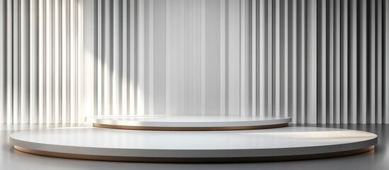 Aufkleber - Curved podiums with empty space for text ideal for exhibition backgrounds or mockups in modern minimalist design setting.