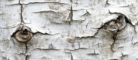 Poster - Close-up texture of white tree bark showcasing natural patterns and organic details for nature and design concepts