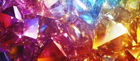 Poster - Vibrant Abstract Crystalline Background with Colorful Facets and Reflections in Various Shades of Light