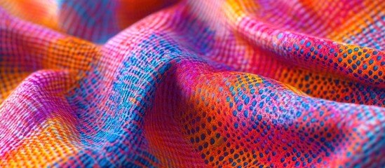 Aufkleber - Colorful textured polyester fabric background with vibrant hues and intricate patterns suitable for design and textile applications