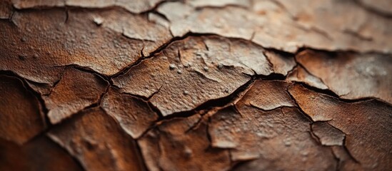 Poster - Textured close-up of worn and damaged leather surface showcasing natural imperfections and rich brown tones in selective focus.