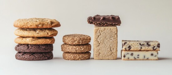 Aufkleber - Variety of assorted cookies and dessert bars arranged on a neutral background showcasing textures and colors for culinary presentation.