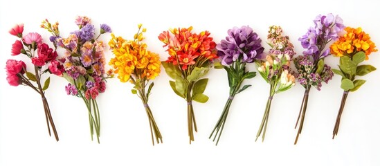 Aufkleber - Colorful artificial flower bouquet collection isolated on white background for home decor or event decoration concepts.