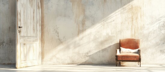 Leinwandbilder - Minimalist Interior Space for Promotional Use with Empty Wall and Chair for Text Inclusion