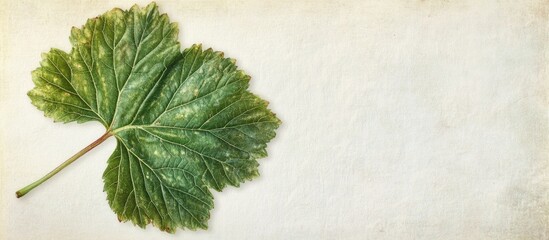Aufkleber - Currant leaf with textured surface isolated on a light background showcasing natural details and vibrant greenery.