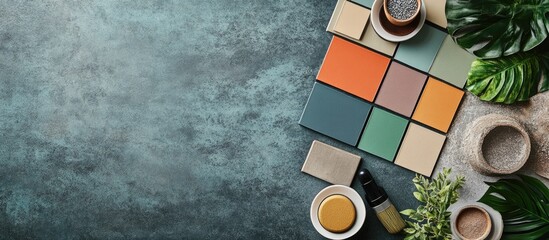 Poster - Contemporary Interior Design Color Palette with Blank Space for Custom Text and Decorative Elements