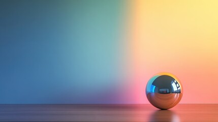Poster - Disco ball on wooden table with vibrant light reflections and blank space for text creative design and party theme background