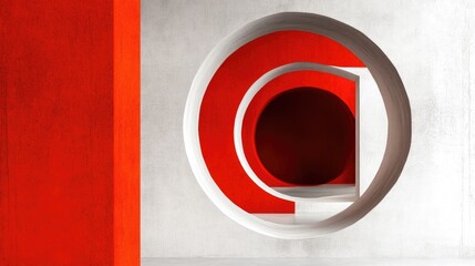 Poster - Digital abstract representation of data alignment with business goals featuring circular shapes and bold red accents for design inspiration.
