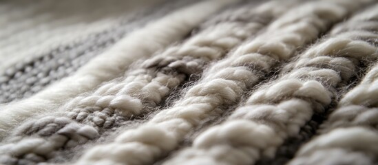 Poster - Woven woolen fabric texture featuring intricate design in shades of gray for textile and design backgrounds.