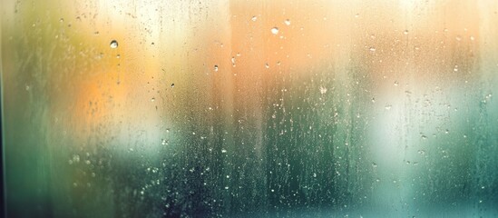 Poster - Blurred textured glass background with condensation droplets and soft colors creating an atmospheric, dreamy effect.