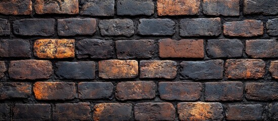 Poster - Dark brown textured brick wall background perfect for patterns in design projects and architectural applications.