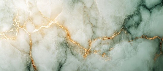 Poster - Elegant Natural Marble Texture with Golden Veins and Soft Green Tones Ideal for Luxury Interior Design and Background Applications