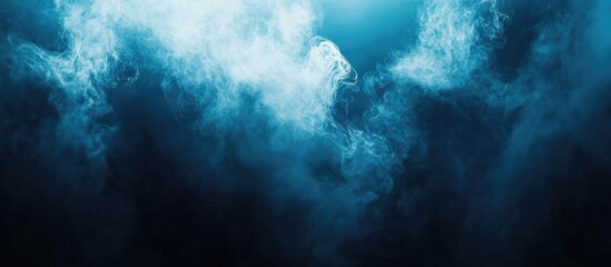 Poster - Dark blue abstract watercolor background with ethereal texture and ample blank space for creative text or design elements