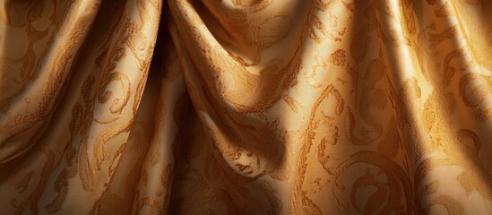 Aufkleber - Elegant golden curtain texture with intricate patterns ideal for luxurious backgrounds in interior design and fashion projects.